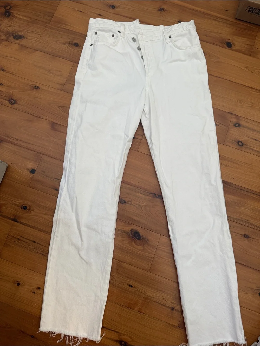 Agolde White High-Rise criss cross Denim Jeans